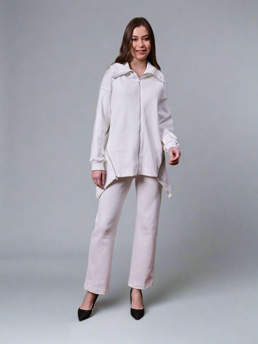 Gaiia Full Sleeves Solid Zipper Co - Ord Set - GAIIA